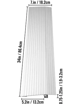 VEVOR threshold ramp with dimensions labeled for width, height, and depth.