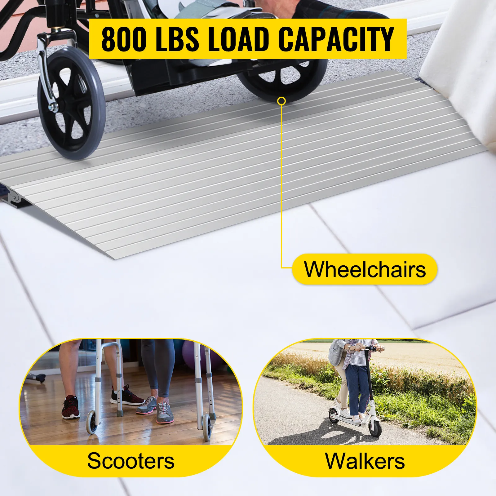 VEVOR threshold ramp for wheelchairs, scooters, and walkers; 800 lbs load capacity