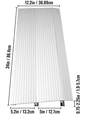 VEVOR transitions modular entry ramp, 34x12.2 inches, adjustable height 0.75-2.25 inches.