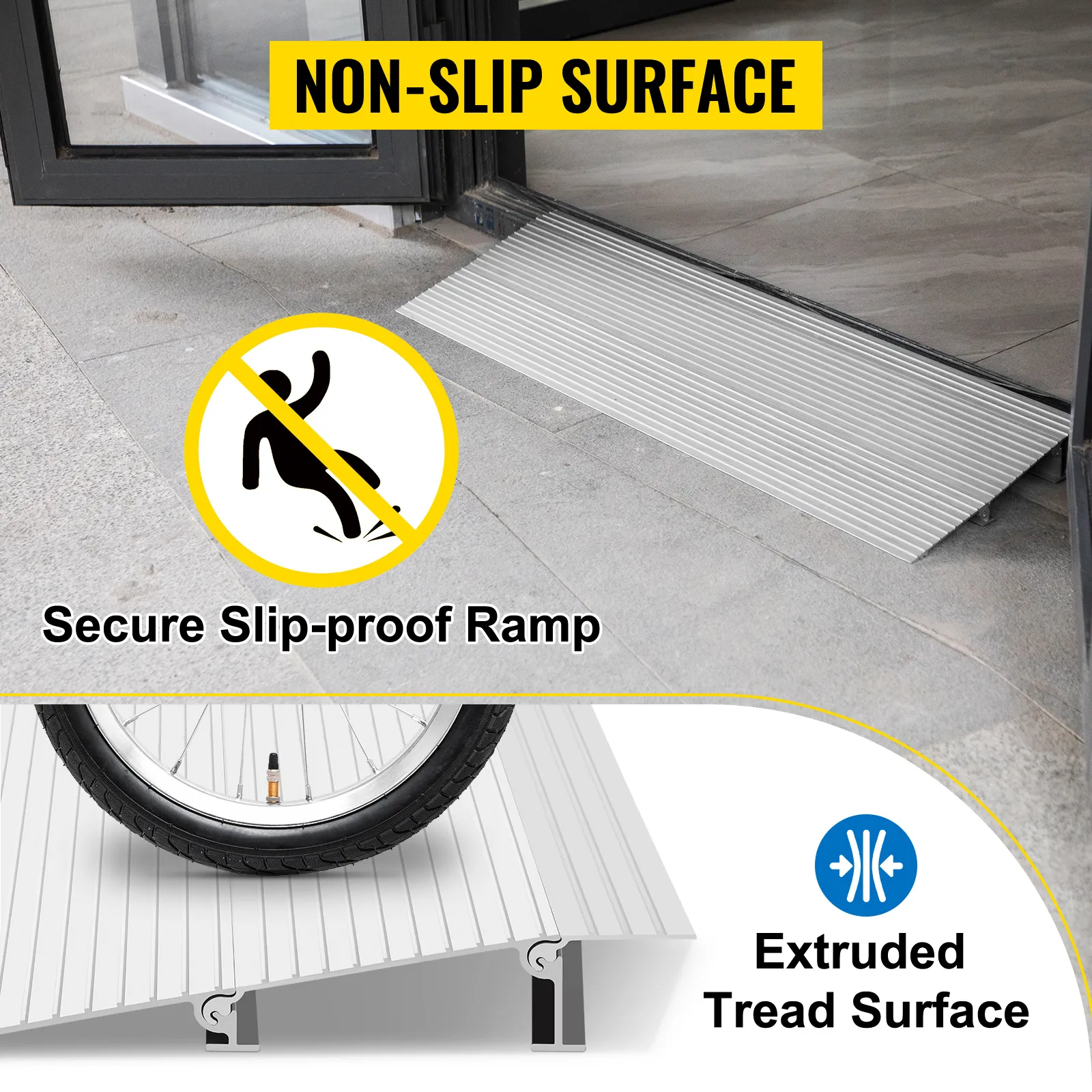 VEVOR transitions modular entry ramp with non-slip surface and extruded tread.