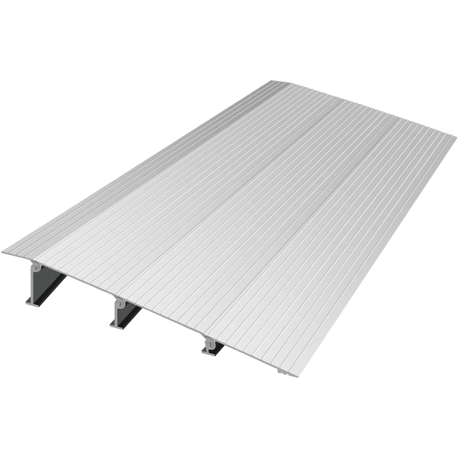 aluminum VEVOR entry ramp with ribbed surface and black support legs.