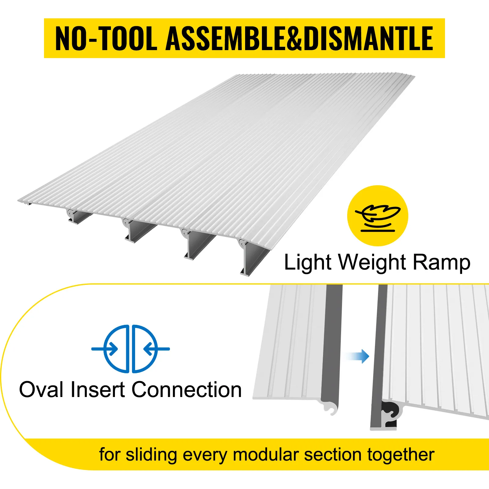 lightweight VEVOR entry ramp with no-tool assembly and oval insert connection.