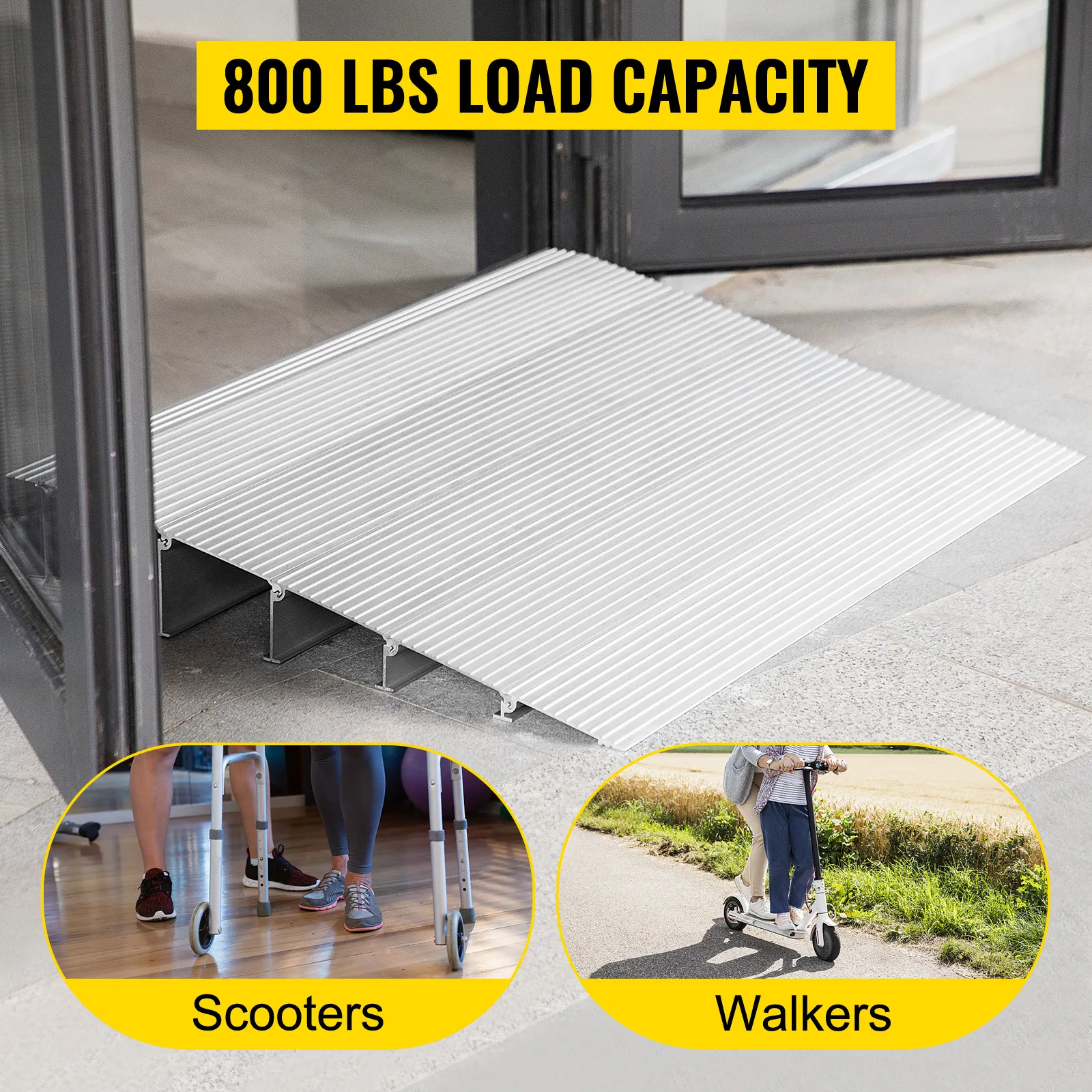 Rampa de entrada modular VEVOR que soporta 800 libras, ideal para scooters y andadores.