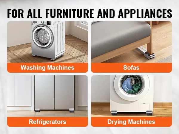 appliance rollers for washing machines, sofas, refrigerators, and drying machines on wooden floors.