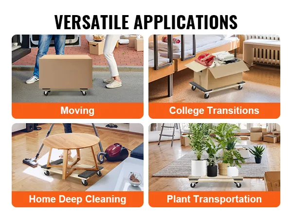 VEVOR furniture dolly for moving, college transitions, home deep cleaning, and plant transportation.