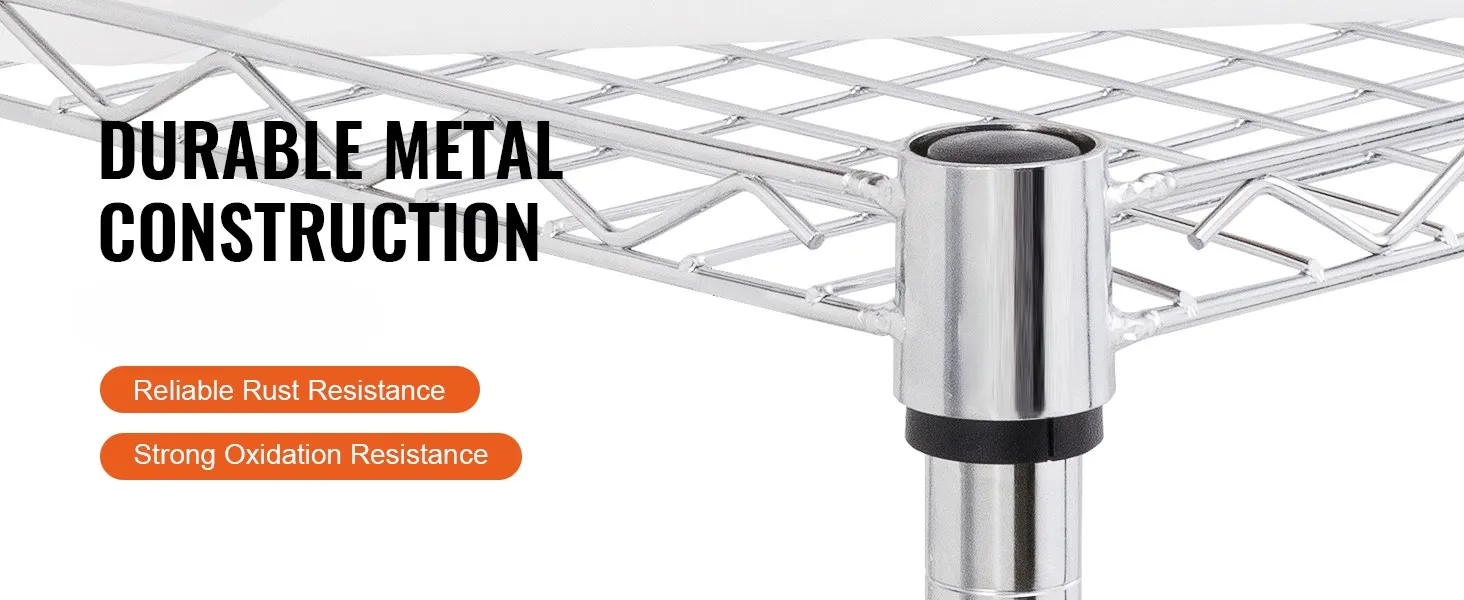 VEVOR 3-tier utility cart, durable metal construction, nsf approved, rust and oxidation resistant.