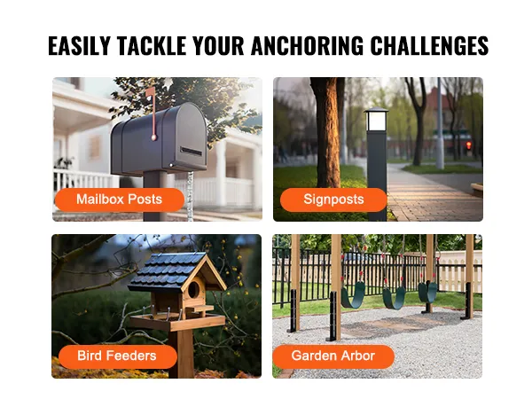 tackle anchoring challenges with VEVOR fence post anchor for mailbox posts, signposts, bird feeders, arbors.