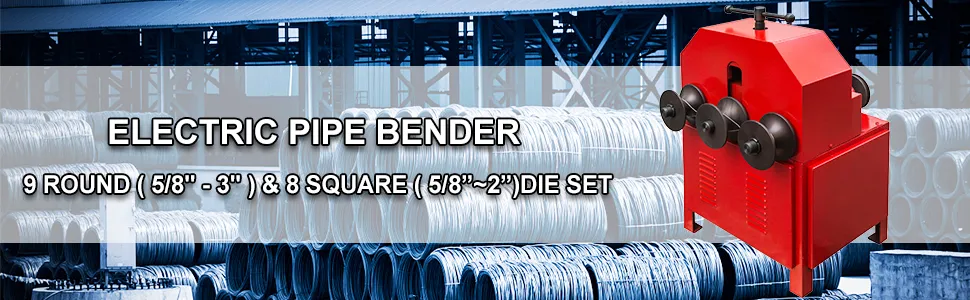 VEVOR Pipe Tube Bender, 9 Round and 8 Square Die Set Electric Pipe Tube Bender 1.5KW Multi-function Electric Pipe Bender