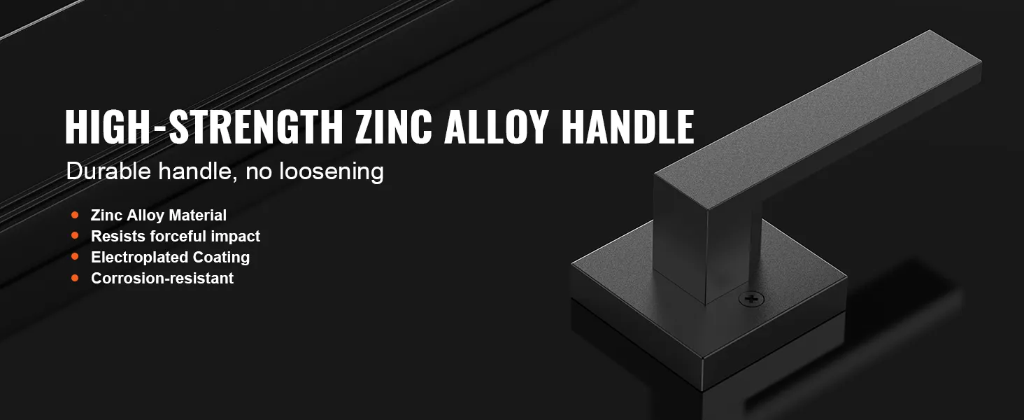 high-strength zinc alloy VEVOR dummy door lever handle, durable, impact-resistant, and corrosion-resistant.