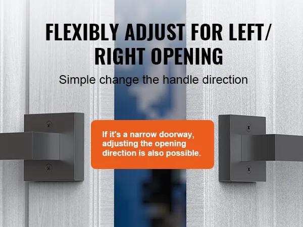 VEVOR dummy door lever adjustable for left or right opening on a gray wooden door background.