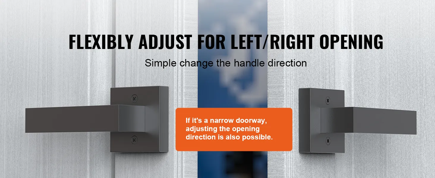 VEVOR dummy door lever adjustable for left or right opening on a gray wooden door background.
