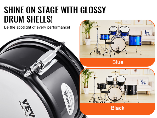 VEVOR Kids Drum Set, 5-Piece, 16 in Beginner Full Drum Set with
