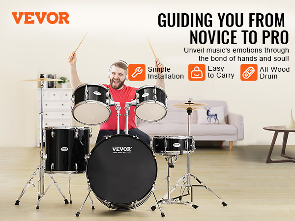 VEVOR Adult Drum Set, 5-Piece, 558.8 mm Complete Full Size Drum