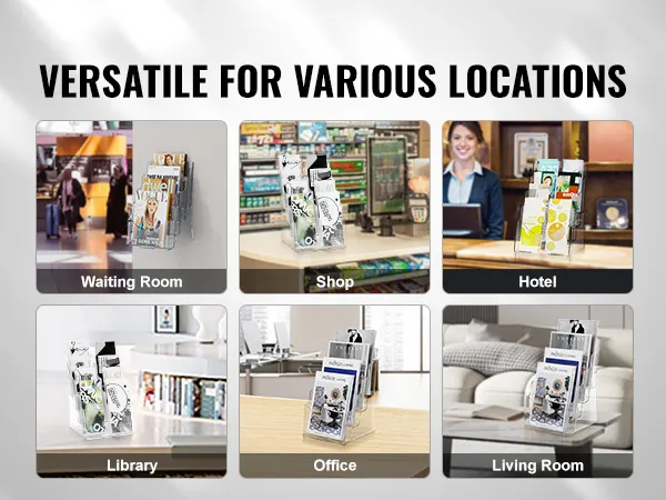 VEVOR versatile brochure holder for waiting room, shop, hotel, library, office, and living room.