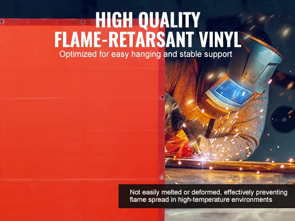 high-quality VEVOR welding curtain, flame-resistant vinyl for superior fire prevention and spark isolation.