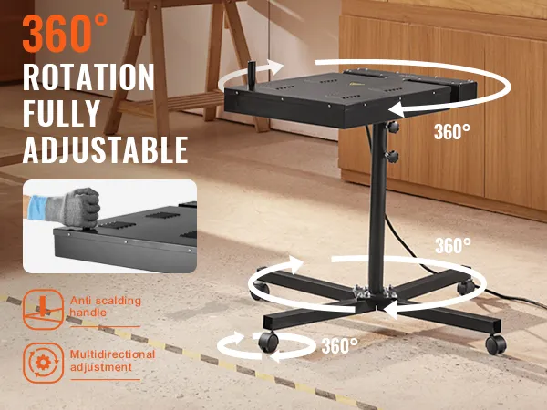 VEVOR pro flash-droger, volledig instelbare 360° rotatie met anti-verbrandingshendel en multidirectionele verstelling.