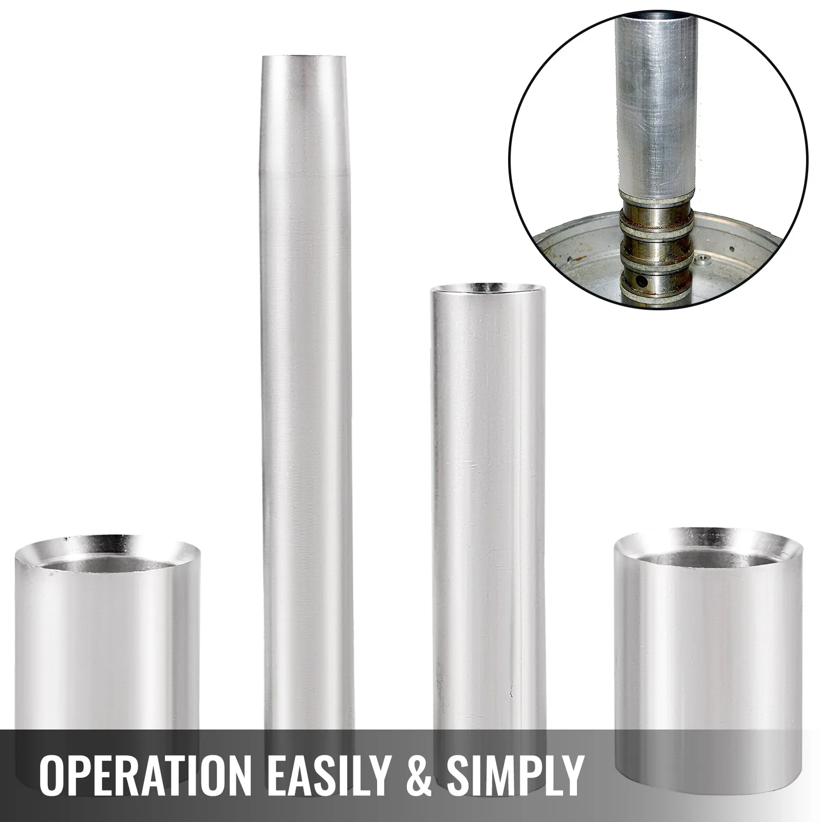 Herramienta de sellado de transmisión VEVOR con cuatro componentes cilíndricos de metal.