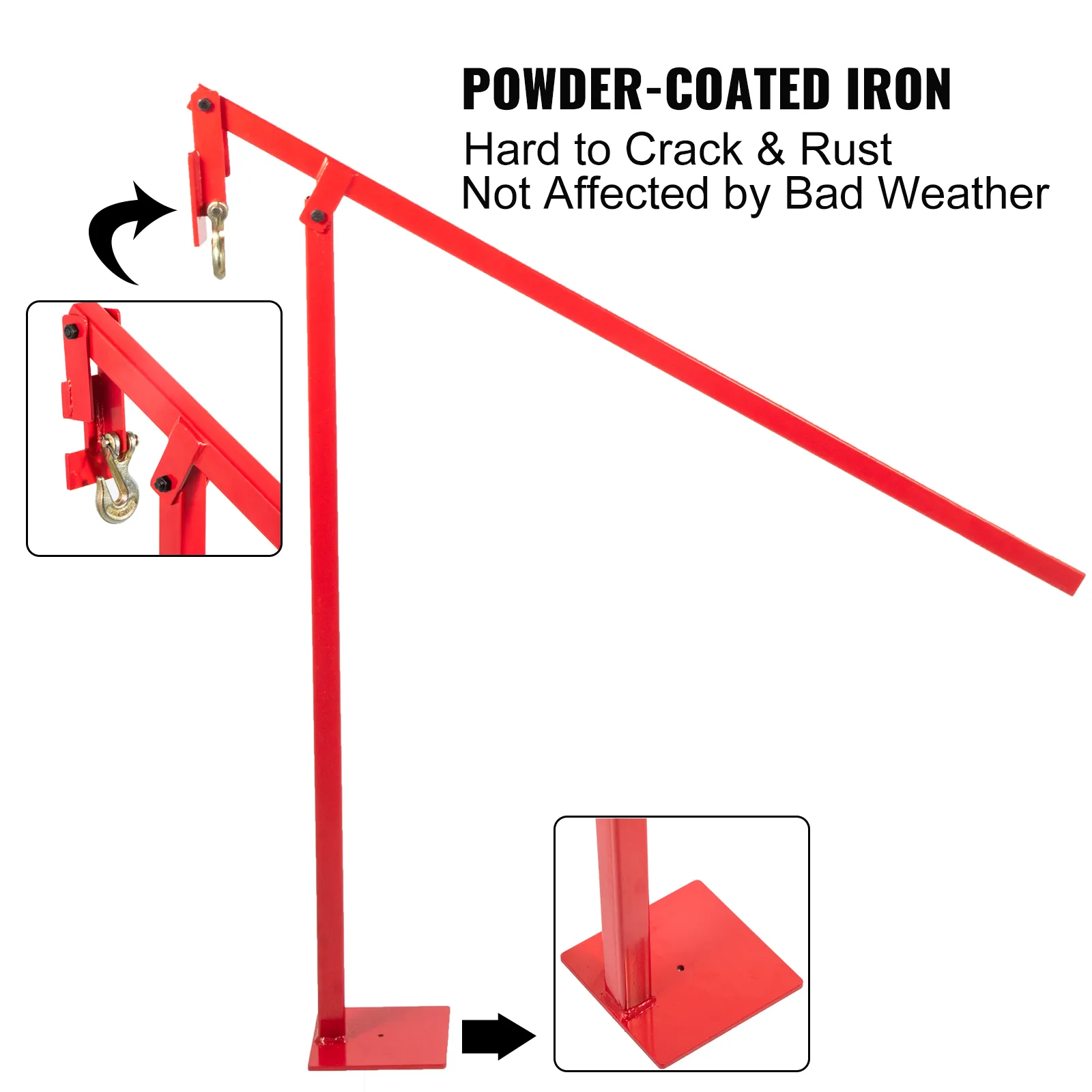 VEVOR t post puller powder-coated red iron, hard to crack, rust-resistant, durable.