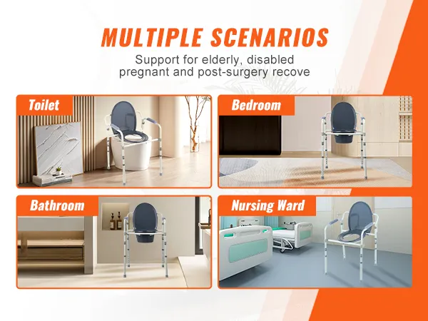 VEVOR commode chair for elderly, disabled, pregnant, post-surgery recovery in toilet, bedroom, bathroom, and nursing ward.