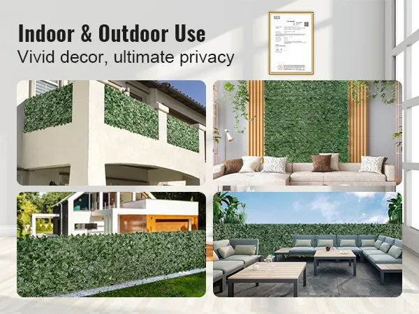 VEVOR artificial ivy privacy fence for indoor and outdoor use, providing vivid decor and ultimate privacy.