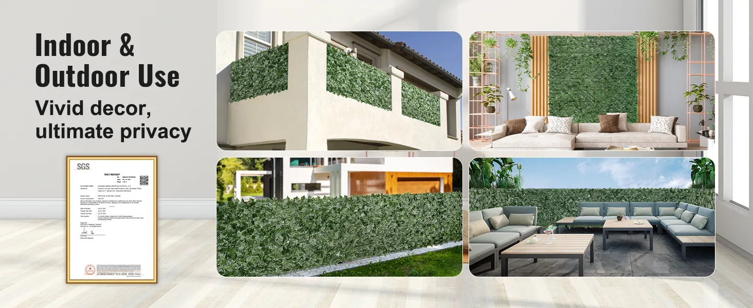 indoor & outdoor setups featuring VEVOR ivy privacy fence for vivid decor and ultimate privacy solutions.