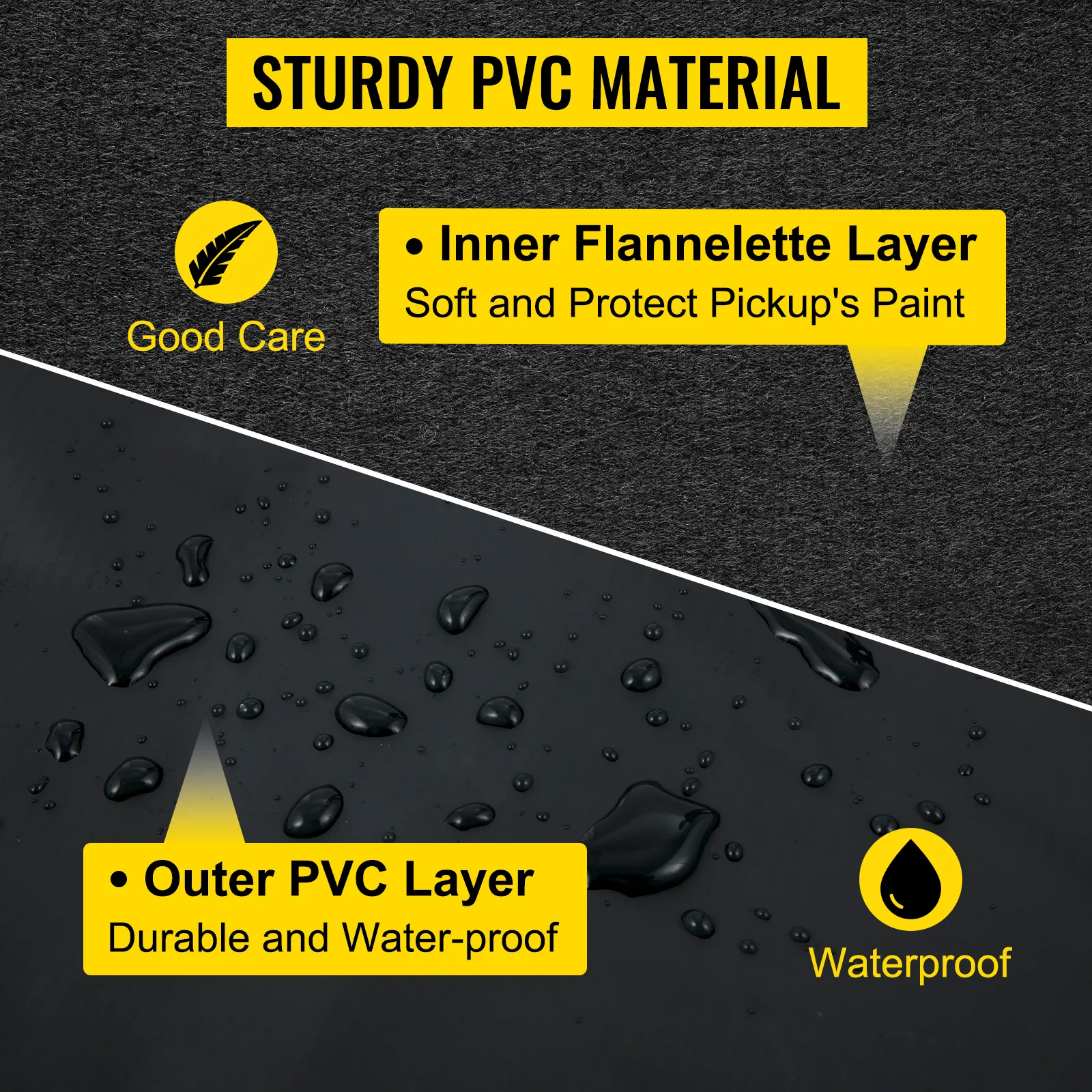 Material de PVC resistente con franela interior y capa exterior impermeable para almohadilla de portón trasero VEVOR.