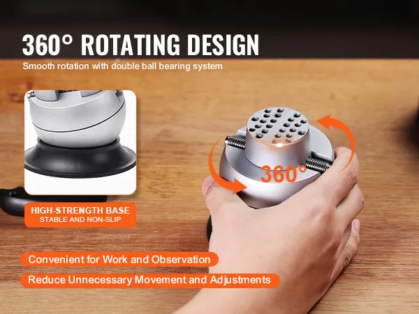 360° rotating VEVOR ball vise with double ball bearing system, high-strength base, convenient for work.