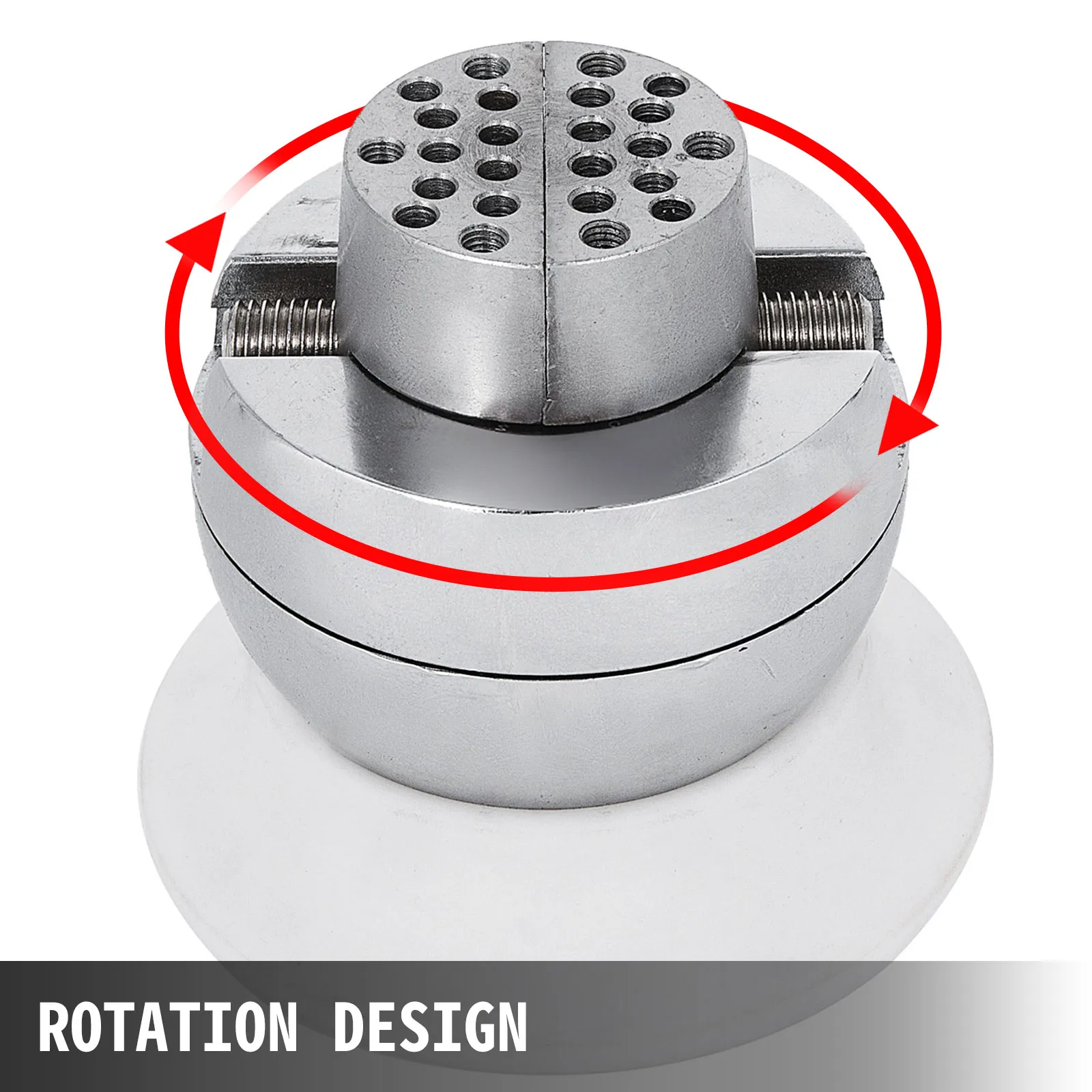 VEVOR ball vise with rotation design shown in close-up view.