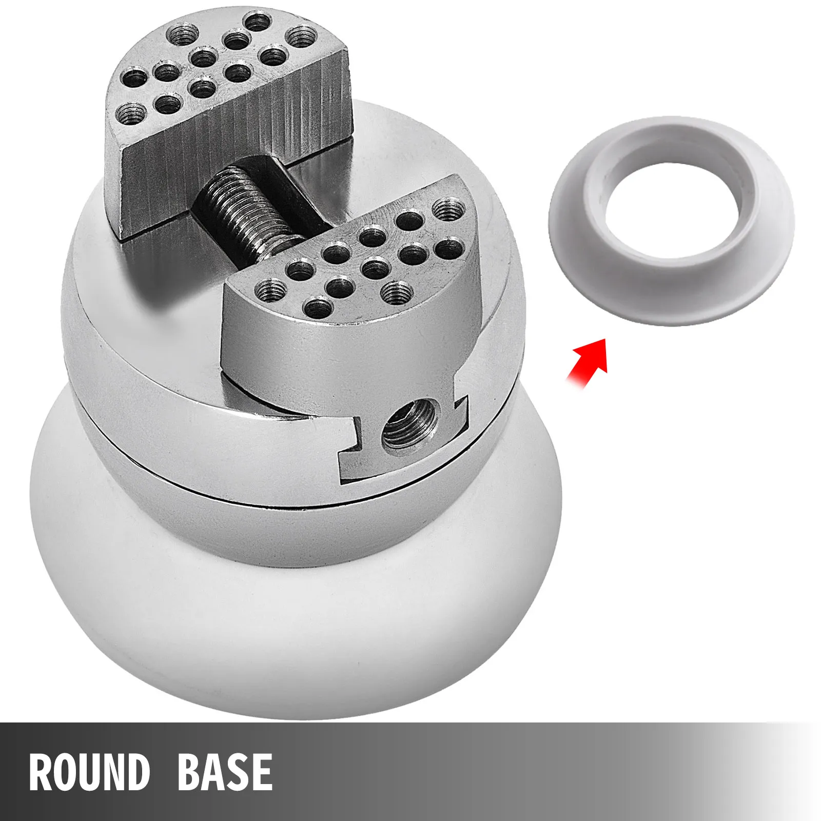 VEVOR ball vise with round base and interchangeable white ring attachment