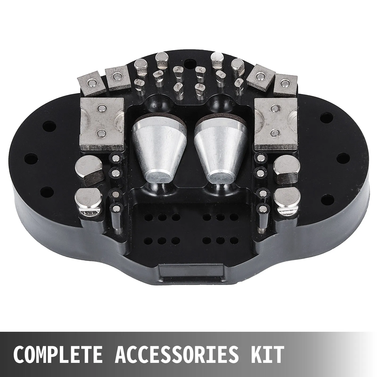 VEVOR ball vise complete accessories kit with various metal attachments.