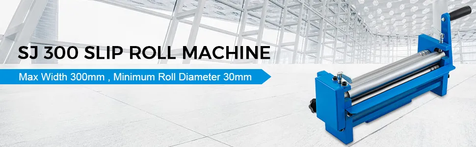 Máquina de rollo deslizante VEVOR con ancho máximo de 300 mm y diámetro mínimo de rollo de 30 mm.