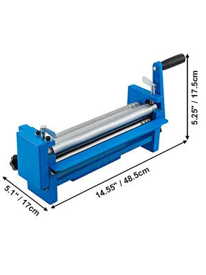 Máquina de rollo deslizante VEVOR, azul, con asa. Dimensiones: 5,1" x 14,55" x 5,25".