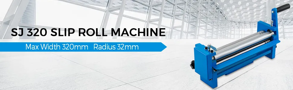 VEVOR slip roll machine with 320mm width in a modern industrial setting.
