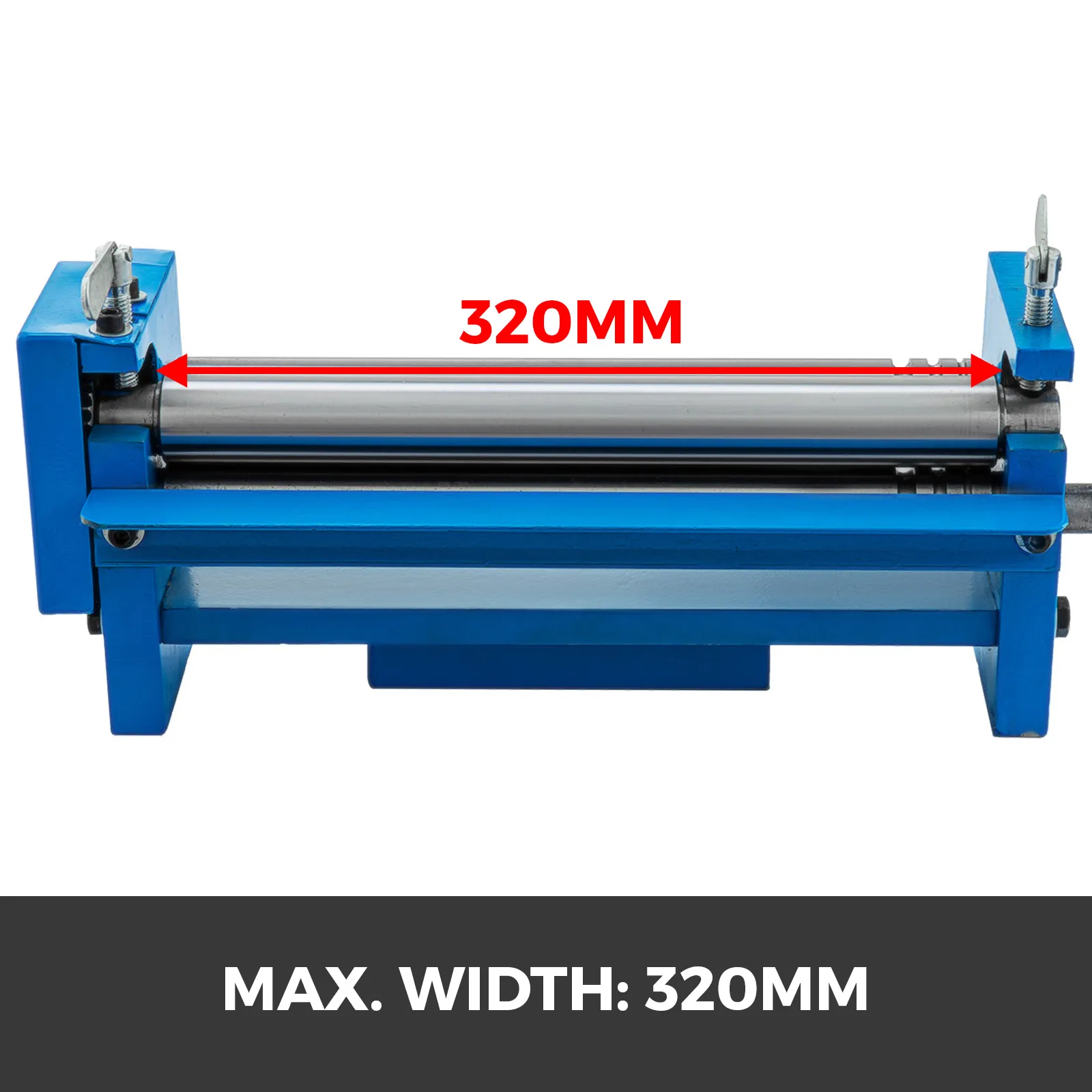 VEVOR slip roll machine with max width 320mm and durable blue frame.