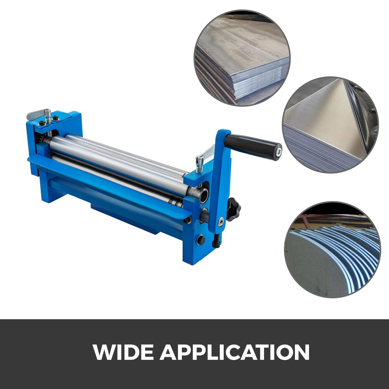 VEVOR slip roll machine with metal sheets and usage demonstration. wide application.