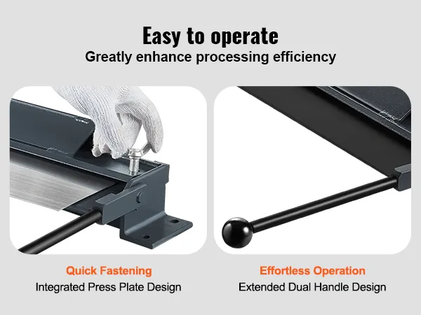 Eenvoudig te bedienen VEVOR metalen buigrem met snelbevestiging en verlengd dubbel handvatontwerp.