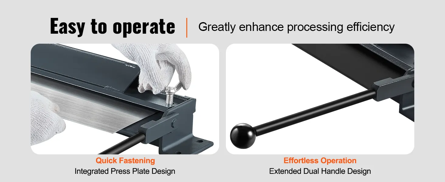 Eenvoudig te bedienen VEVOR metalen buigrem met snelbevestiging en verlengd dubbel handvatontwerp.