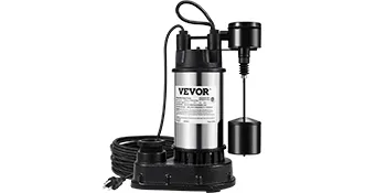 Bomba de sumidero VEVOR con interruptor de flotador adjunto y cable de alimentación.