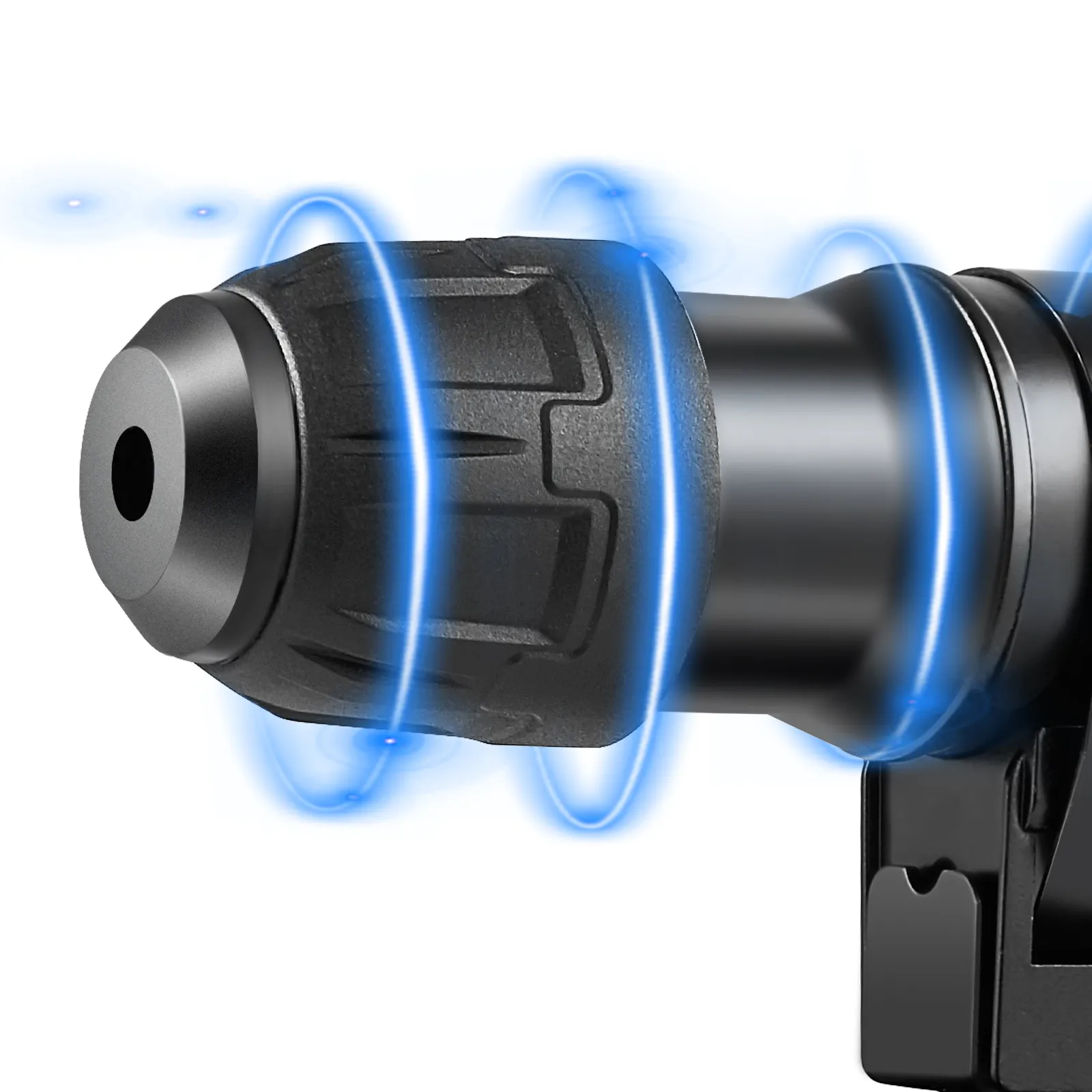 VEVOR rotary hammer drill close-up with blue luminous rings around the drill head.