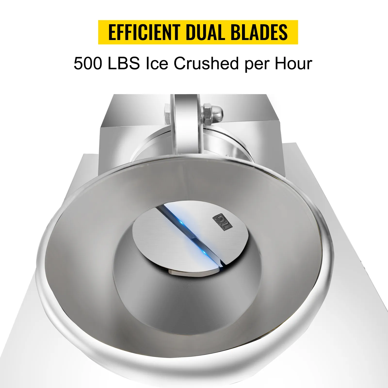 Máquina para hacer granizados VEVOR de acero inoxidable con cuchillas dobles, 500 libras de hielo triturado por hora.