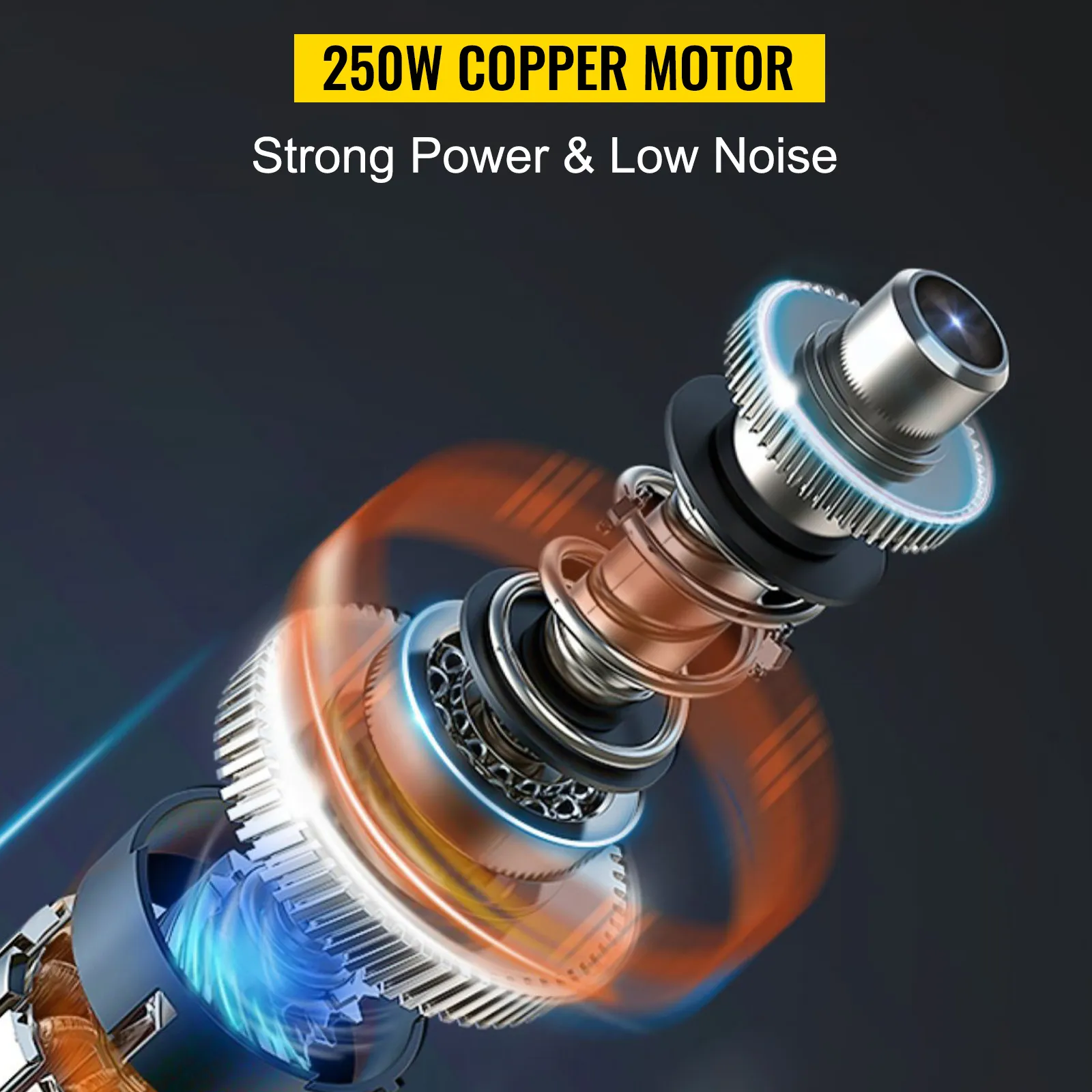 Motor de cobre de 250 W con gran potencia y bajo nivel de ruido para máquina de granizados VEVOR.