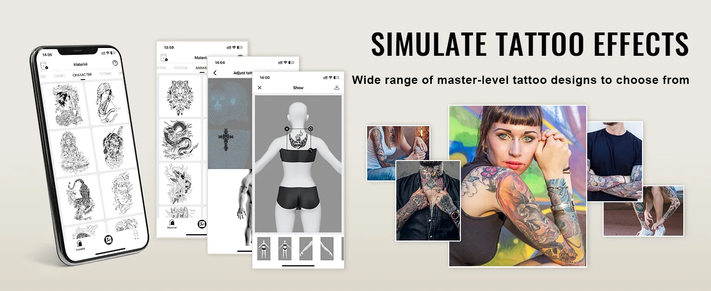 simula gli effetti dei tatuaggi con la stampante per stencil per tatuaggi VEVOR. Ampia gamma di disegni di livello master.