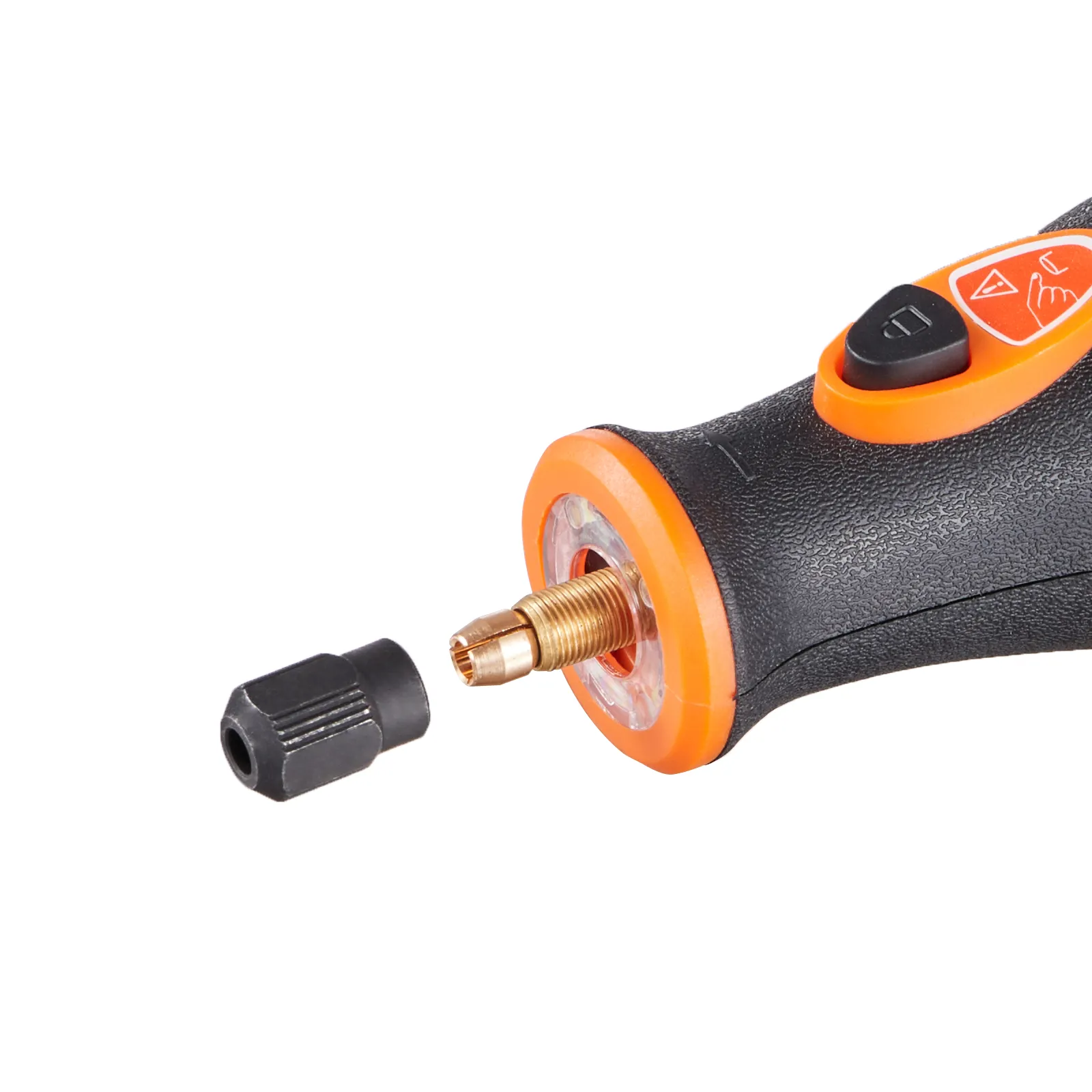 VEVOR rotary tool kit with black and orange handle, detachable accessory, and control buttons.