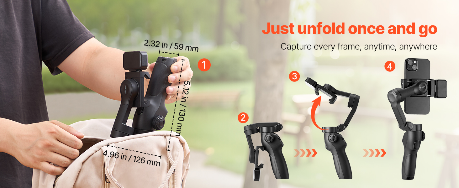 Stabilisateur 3 Axes Pour Smartphone Avec Trépied Et Lumière - Suivi Du Visage, Contrôle Gestuel - Pour Vidéos, Vlogs - 10