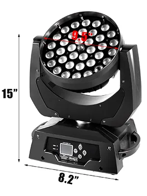Luz de escenario LED VEVOR: 15" de alto, base de 8,2", diámetro de luz de 9,5"