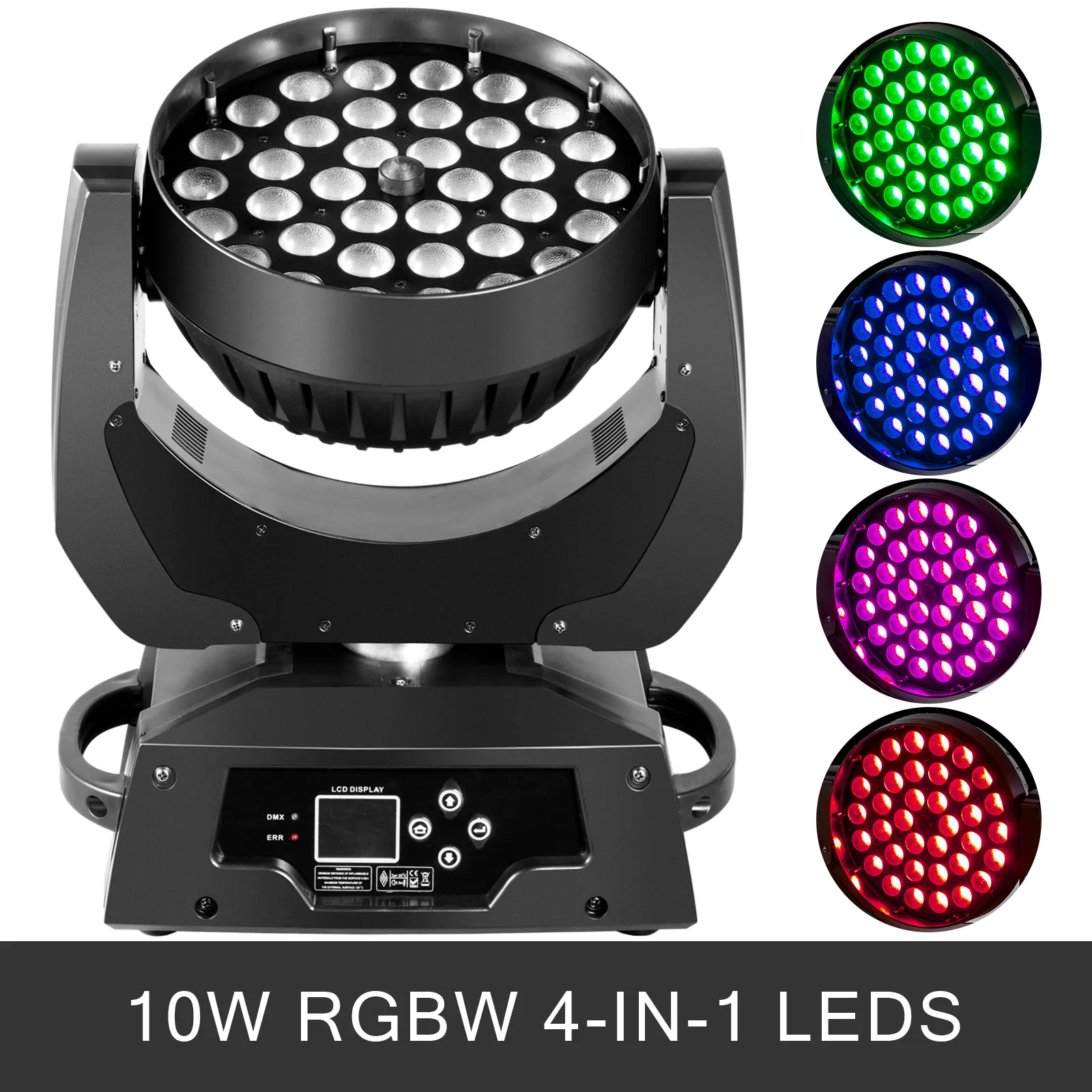 Luz de escenario LED VEVOR rgbw de 10 W con capacidad de cambio de color y panel de control.