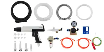 VEVOR powder coating machine with accessories including hoses, spray gun, and gauges.
