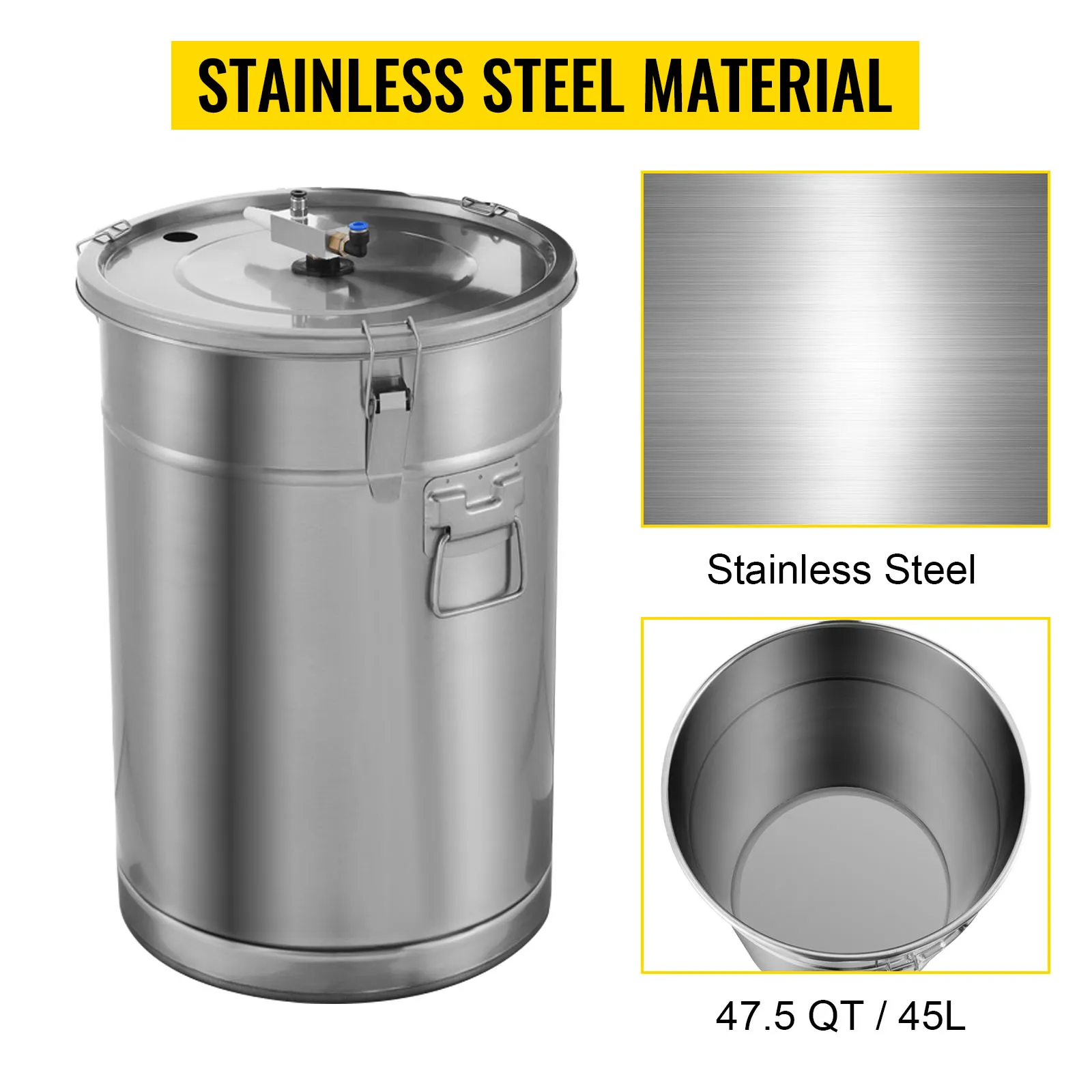 VEVOR powder coating machine with stainless steel 47.5 qt/45l container.