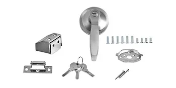 VEVOR panic exit device components with handle, keys, and screws.