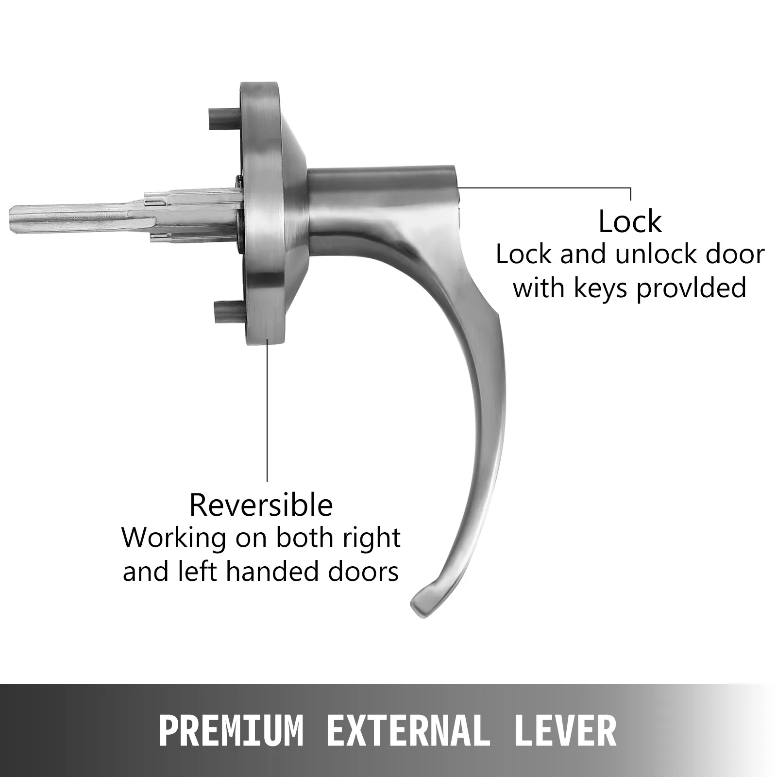 VEVOR panic exit device external lever lock, reversible for both hand doors.